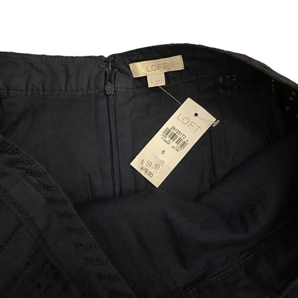 Loft NWT button front fit and flair skirt Eyelet detail size 6 - Picture 2 of 7